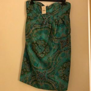 NWT J.Crew Gatha Paisley Dress  100% silk strapless  size 2